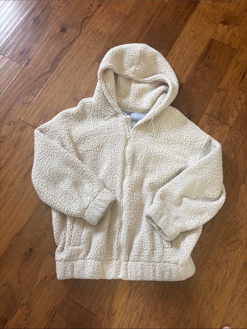 aerie Cream Sherpa Zip Hoodie Jacket